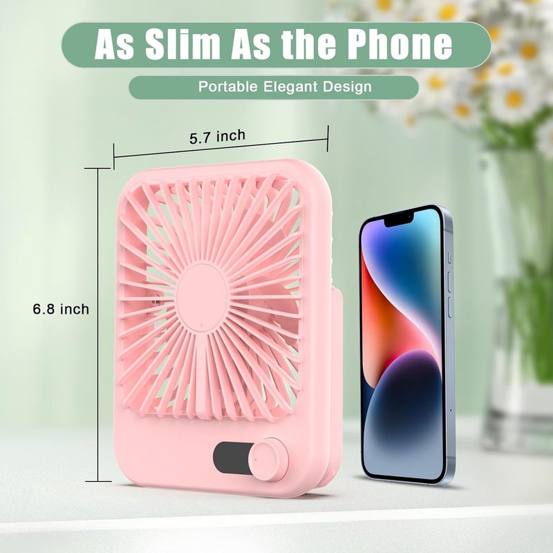COOPERWIN Portable Fan Rechargeable, Small Desk Fan Quiet, 180°Tilt Adjustable Personal Fan for Sleeping, Battery Operated, 100 Speeds, Table Fan for Bedroom Office Home Outdoor, Pink - Image 4